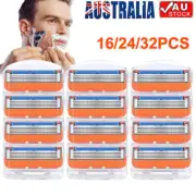 16-32pcs Razor Blade Shaving Razor Blade Refills for Gillette Fusion 5, Orange