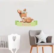 [Namly Design] Wallsticker - Deer with Flowers / Personalised