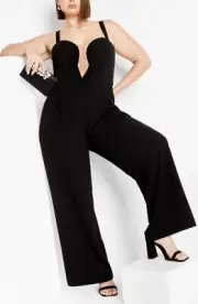 CITY CHIC Flaunt It Jumpsuit in Black Plus Size Small / 16 NWT [RRP $199.95]