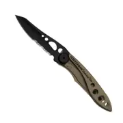 LEATHERMAN SKELETOOL KBX FOLDING POCKET KNIFE COMBO BLADE COYOTE TAN