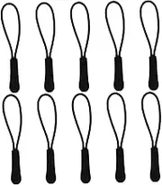 10Pcs Nylon Cord Zipper Pull Rubber Anti-Slip Grip Extension Zipper Tag Replacement-Black Pull