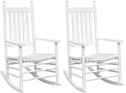 vidaxl Wooden Rocking Chairs Set - Solid fir Wood Armchair Pair - Perfect for Patio or Indoor use - White Color - Modern Rustic Design - high Back and Wide armrests - 63x84x115 cm