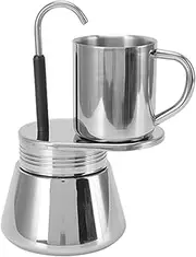 Stainless Steel Moka Pot Single Spout Coffee Maker 220ML Large Capacity Stovetop Espresso Machine Portable Lightweight for Home Use Camping Outdoor Brewing