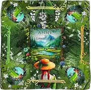 [Universal Zone] Anne of Green Gables by L.M. Montgomery Square Satin Scarf. Neck Scarf, Headscarf, Bag Scarf, Shawl. Bookish Gift, Green Scarf, Green