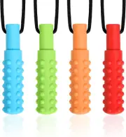 4-Pack Sensory Chew Necklace for Kids & Adults | Safe Silicone Chew Toys for ...