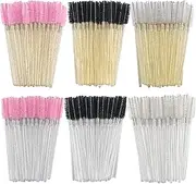 MyAoKuE-UP 300 Pack Disposable Mascara Wands Crystal Gold Handle Brush Lash Wand Eyelash Extension Tool Bulk Makeup Applicator (Mix 6 Color)