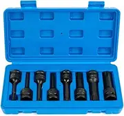 8X 1/2" Impact Hex Socket Drive Bit Metric Set T30-T80 Allen Key Torx with Case