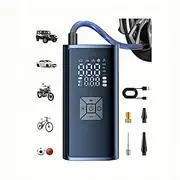 Tire Inflator Portable Air Compressor, 150 PSI Cordless Mini Bike Tire Pump, Air Pump for Auto, Motorcycle, Bicycle, Balls with Pressure Gauge&LED Light (Blue A)