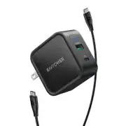 RAVPOWER RP-PC133 Ultra Compact 65W Dual Port USB-A & C GaN Tech Wall Charger