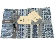 NWT West Elm Sateen Echo Organic Cotton 300 Thread Count Pattern Euro Shams Navy