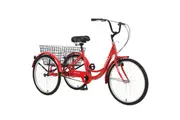 3-Wheel Adult Tricycle RED- 7-Speed 26'' Trike Bicycle with Large Load Capacity, Front and Rear Brakes, Padded Seat, and Large Rear Basket