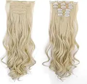 6Pcs 16 Clips 50cm Wavy Curly Full Head Clip in on Double Weft Hair Extensions