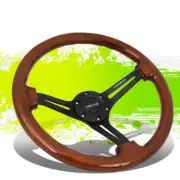 NRG RST-018BR-BK 350MM BROWN WOOD GRIP 3"DEEP DISH MATTE SPOKES STEERING WHEEL