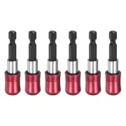6pcs 2.5" 1/4 Inch Hex Shank Magnetic Extension Chuck Adapter, Red