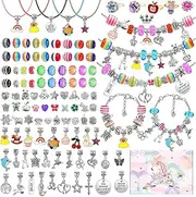 Girls Toys Charm Bracelet Making Kit, Jewellery Making Kit with Rings Beads Charms Bracelets & Necklace String, DIY Crafts Supplies Kits, Jewelry Gifts Set for 6 7 8 9 10 11 12 Year Old Girls Teens Kids (with Gift Box)