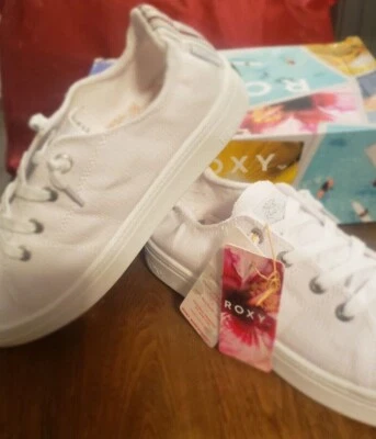 Roxy Women's Bayshore Platform WHITE Slip on Shoe Sneaker NEW in BOX