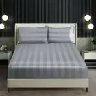 1200 Thread Count Bed Sheet Set - Wide Stripe Cotton Fitted Sheet (The Grey)