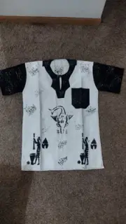 Men Shirt Top African clothing for men-Dashiki Bogolan Black white Size L