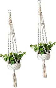 NULYLU 1set Hand Knitted Hanging String Bag for Flowerpots Wall Mounted Decorative Net Bags for Home Store Use Space Saving Design Durable Cozy Decor 2pcs