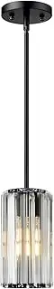 Mlihove Pendant Light Kitchen 1-Light, Crystal Pendant Lighting Black Island Light Fixture Hanging Adjustable, Modern Pendant Lights Chandelier for Dining Room, Kitchen Island, Entryway, Hallway