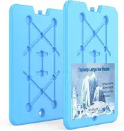 Large and Thin Ice Packs for Coolers - Long Lasting Freezer Packs - 25 Minutes Quick Freeze, Slim and Reusable Ice Substitute 13 x 10 x 0.5 inch - Set of 2