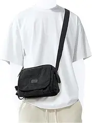 [VENATIN] Messenger Bag for Men, Crossbody Bag Aesthetic, Water Resistant Unisex Classic Canvas Shoulder Bag, A1-black