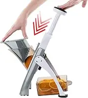 Safety Slicer XL | Black - Hand-Powered Fruit & Vegetable Slicer with Chute & Container | Includes Bonus Peeler | Safe, Fast & Even Slicing for Salads, Stir-Fries & Meal Prep (Grey)