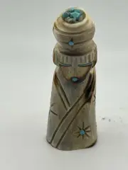 Zuni Antler Corn Maiden Fetish Inlaid Head Olla Davey Cooyeyate 0857