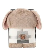 [The Little Linen Company] Plush Hooded Towel Harvest Bunny in Pink