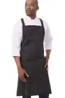 Unisex Cross-Back Bib Apron, Black W/ Wht Pinstripe, One Size