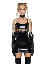[Club Exx] Libido Reboot Bodycon Dress And Glove Set- Black
