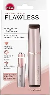 Finishing Touch Flawless Facial Hair Remover for Women, Rose Gold Electric Face Razor with LED Light, Recyclable Packaging