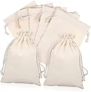 ANDRESLAD Cotton Drawstring Pouches Set of 10 Muslin Fabric Bags Drawstring for Storage Diy Travel
