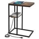 Yoobure C Shaped End Table with Charging Station, Small Side Tables for Living