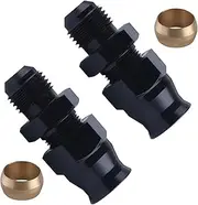 LEONTOOL 2PCS 6AN Male to 3/8" Hardline Compression Fitting Adapter Aluminum Alloy Black Anodized Straight Hardline Fuel Connector, Automotive Replacement Fuel System Fittings