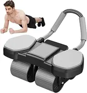 Ab Roller Trainer, Quiet Home Exercise, 17.72 x 15.75 inches Automatic Rebound Design, Four Wheels Stability, Built In Phone Holder For Room, Apartment, Garage, Workout