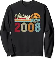 [X.Style] Vintage 2008 15th Birthday Boy 15 Year Old Retro Sunset Sweatshirt ds1418 Sweater (S) Black