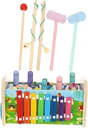 COMNESTBI 1Set Musical Pounding Hammer Preschool Early Learning Activity Compact Educational Game for Fun Hand Eye Coordination Development