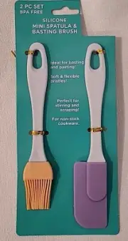 !Mini Sized 2 Piece Set Spatula and Basting Brush BPA Free NEW!