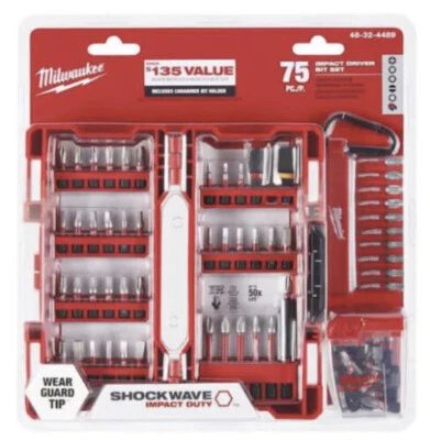 Milwaukee 48-32-4489 Shockwave Impact Duty Drill Driver 1/4" Hex Bit Set of 75