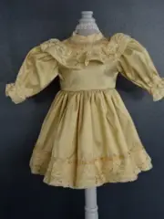 Dress Silk Beige for Antique or Modern Doll - Bleuette, Steiner Dolls