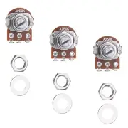 3x A250K Mini Audio Guitar Pots 15mm Short Split Shaft 250K Potentiometers
