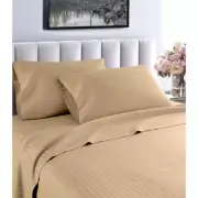 Taupe Hotel London 600 Thread Count 100% Cotton Deep Pocket Striped Twin Sheet S