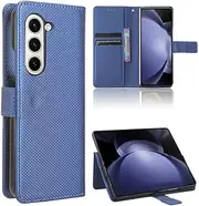 Compatible with Samsung Galaxy Z Fold6 5G SM-F956 Cover,Magnetic Closure Flip Stand Card Slots Wallet Case Blue