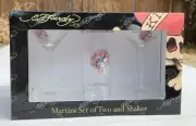 *New in Box* ED HARDY Life MARTINI SET OF TWO AND SHAKER "Love Kills Slowly"
