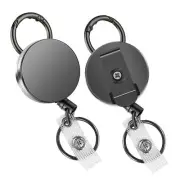2 Pack Heavy Duty Retractable Badge Holder Reels, Metal ID Badge Holder9821
