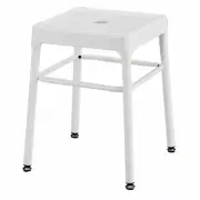 Pemberly Row 18" Industrial Steel Metal Backless Guest Stool in White