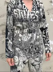 RARE Rachel Comey Glitch Chatter cartoon print jumpsuit size 4