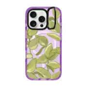 iPhone 16 Pro Impact Ring Stand Case MagSafe Compatible Green Leaves