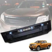 BLACK FRONT GRILLE GRILL WITH WHITE LED FIT NISSAN NAVARA NP300 D23 2014-20 (for: Nissan)